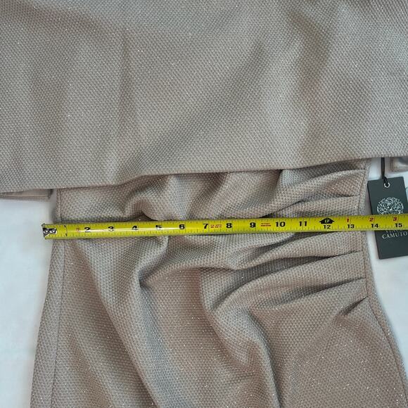 Vince Camuto Champagne Shimmer Off The Shoulder Sheath Dress Size 8 NWT - Picture 7 of 10